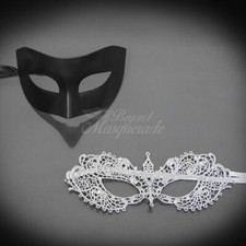 Couple's Masquerade Masks  His  Hers Masquerade Mask No Rhinestones 