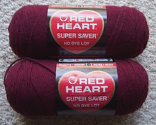 Red Heart Super Saver Acrylic Worsted Yarn 7oz 2 Skeins 0378 Claret USA Made