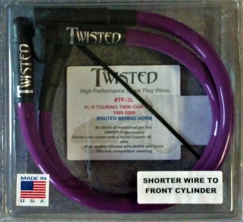 TWISTED 12mm PURPLE SPARK PLUG WIRES HARLEY ELECTRA GLIDE ROAD KING STREET 99-08 - Picture 1 of 2