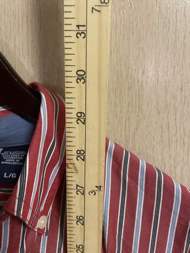 Chaps Button Down LARGE Easy Care Long Sleeve Stripes Red Men’s Shirt. D1 - Picture 6 of 6