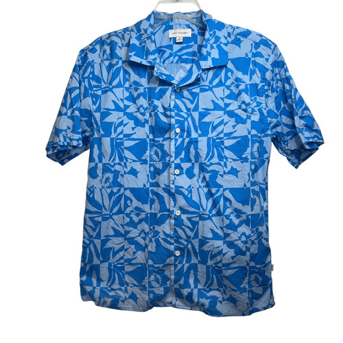 Free Assembly Blue Floral  Button Front Shirt Small