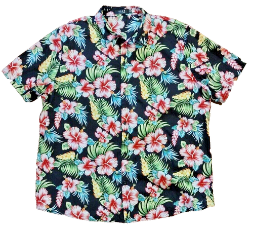 SSLR Para Hombre Floral Hawaiana Camisa Abotonada Manga Corta Algodón Talla 3XL - Imagen 2 de 4