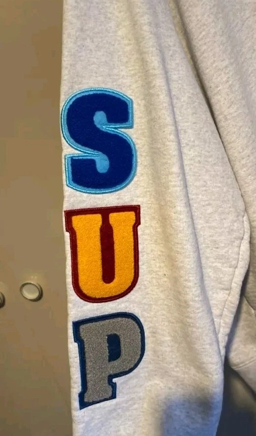 Felpa con cappuccio SS22 Supreme Team in ciniglia taglia M media grigio cenere