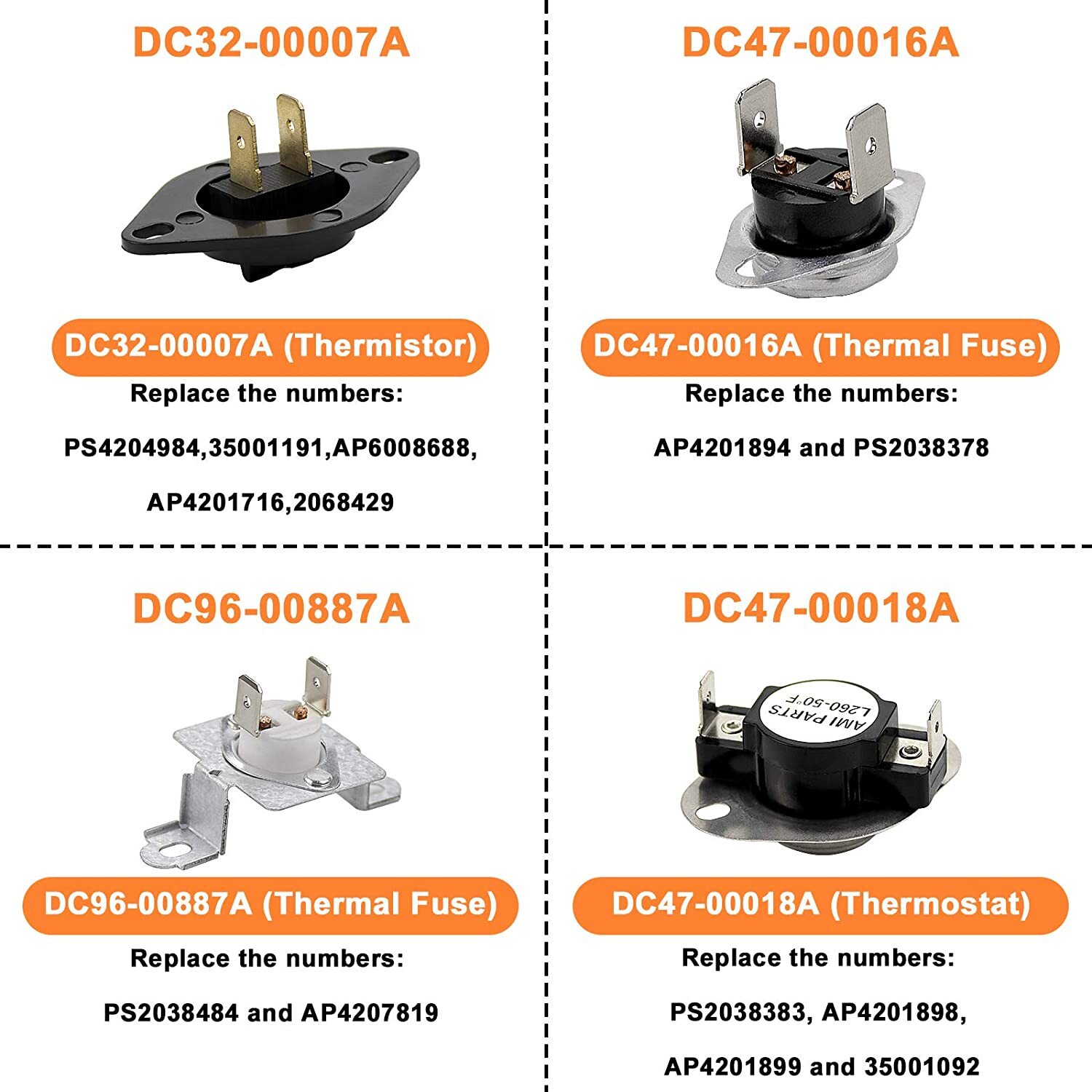 DC47-00019A Dryer Heating Element DC47-00018A&DC96-00887A&DC47-00016A&DC32-00007