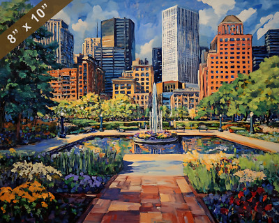 Boston with Rose Kennedy Greenway oil painting 8x10 Print
