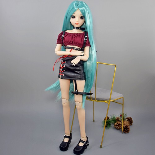 24" 1/3 Kugelgelenkte Mädchen BJD Puppe Mit Grünen Langen Haaren Volle Outfits - Bild 8 von 21