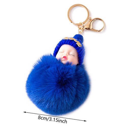 Sleeping Baby Keychain Cute Fluffy Plush Doll Keychains Women Girl Bags KeyrinJO - Picture 6 of 30