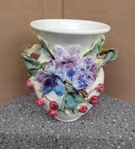 Handmade Ceramic Vase With Floral & Berry Design By Lark Elizabeth Rodrigues - Picture 11 of 12
