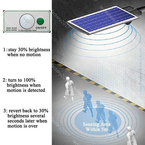 Dimmable Solar LED Sensor Light Remote Control Cool White 300W Yard Street IP65 - Picture 9 of 14