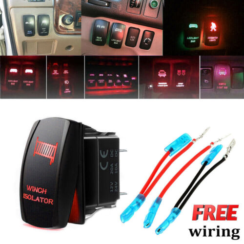 Interruptor balancín palanca de tablero marino barra de luz LED roja encendido-apagado 12V 20A 5 pines - Imagen 36 de 77