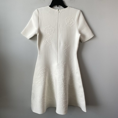 (Flaw) Oscar de la Renta Jacquard Fit & Flare Knit Dress Ivory M - Picture 8 of 14