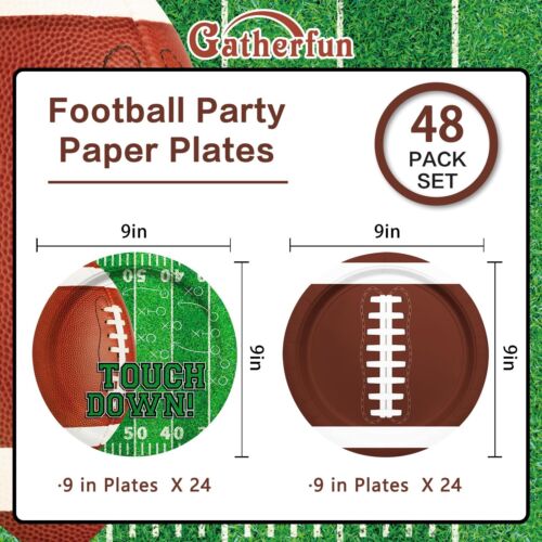 Football Party Supplies Kit Serve 48 Guests With 9 Inch Paper Plates For Footbal - Picture 6 of 8
