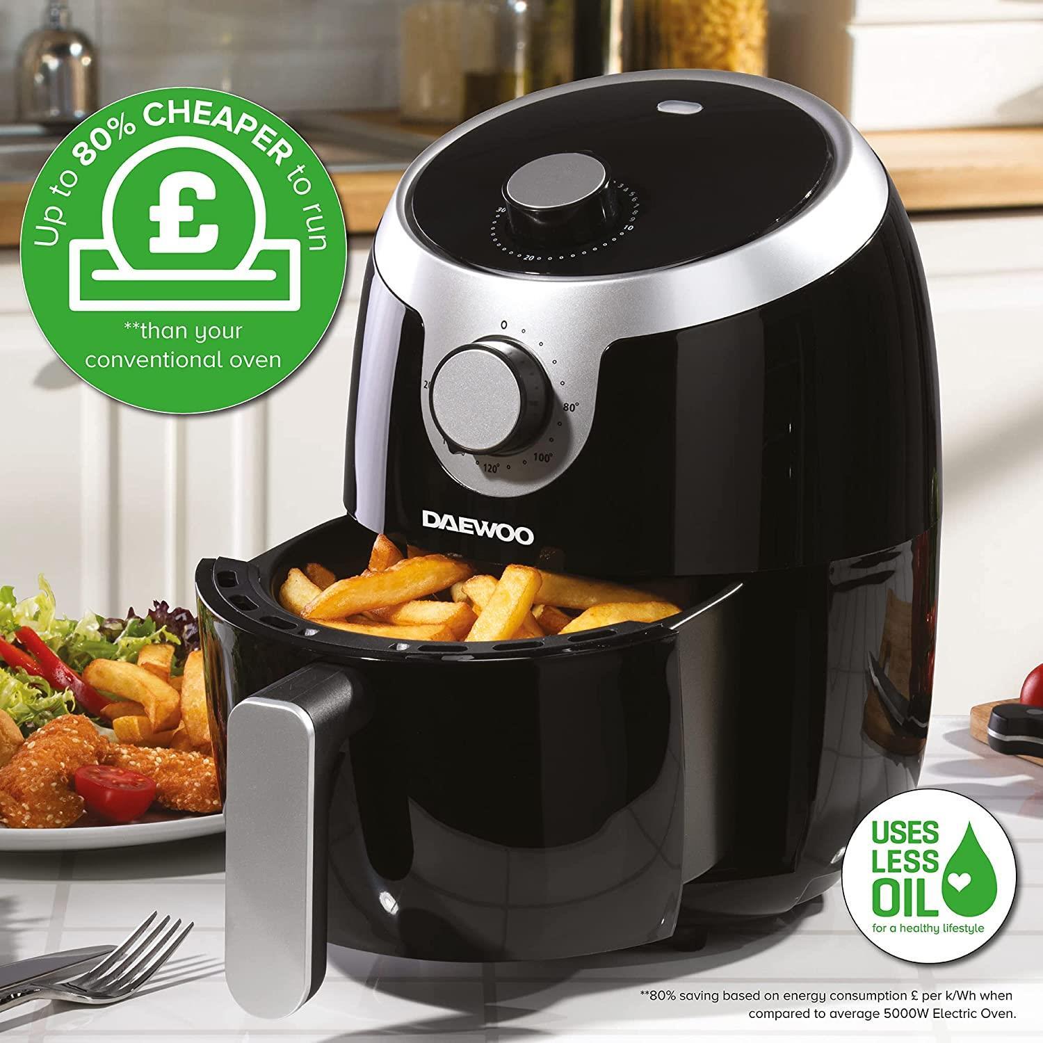 Daewoo 2L Single Pot Air Fryer Compact Black 80 to 200°C SDA1599GE 5024996862263 eBay