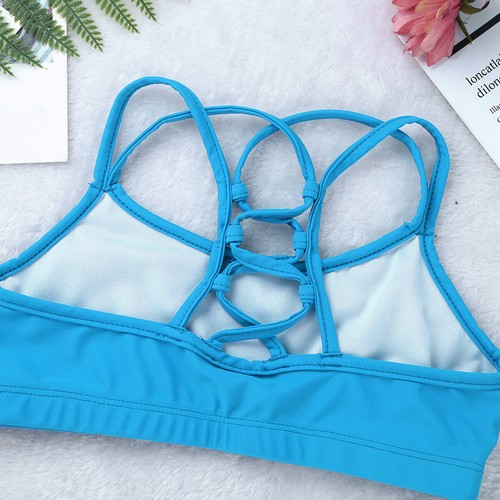 Kids Girls Blouse Sports Top Dancing Yoga Bra Spaghetti Shoulder Straps - Picture 64 of 78