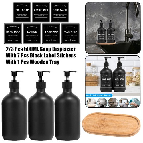 2/3 Pcs 500ml Soap Dispenser Shampoo Liquid Pump Bottles Shower Gel Conditioner - Picture 2 of 20