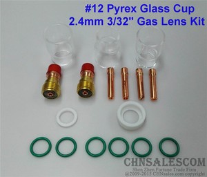 US TIG Welding Torch 3//32/" 2.4mm Gas Lens #12 Pyrex Cup Kit For WP-17 18 26 New