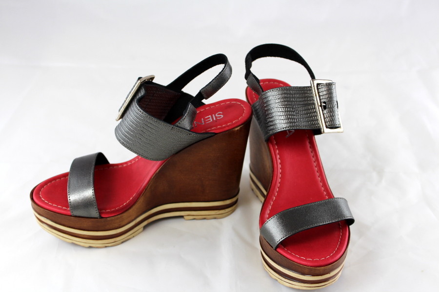 kvinnor Sandal Wedge Strappy Sandal Premium Brand Läder Metallisk Anthracite Storlek 37 41 x15 kvinnor Sandal Wedge Strappy Sandal Premium Brand Läder Metallisk Anthracite Storlek 37 41 x15