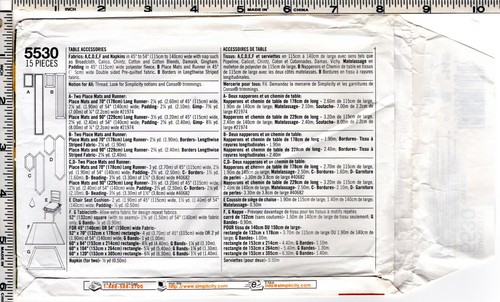 "Table Top Accessories & Chair Pad" ©2003 Simplicity Sewing Craft Pattern #5530 - Picture 6 of 6
