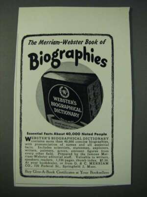 1948 Webster's Biographical Dictionary Ad