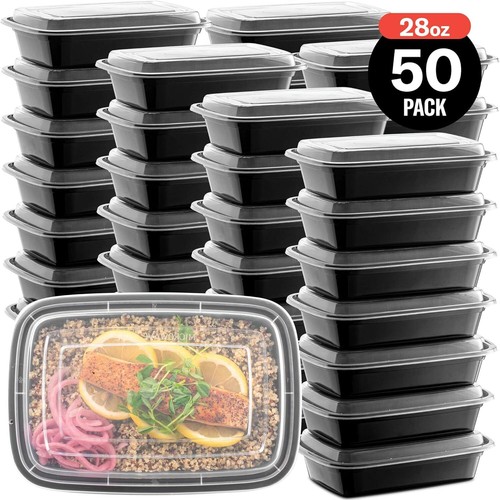 50-Pack 28oz Bento Lunch Box, Microwave & Dishwasher Safe, Meal Prep Containers - Picture 7 of 9