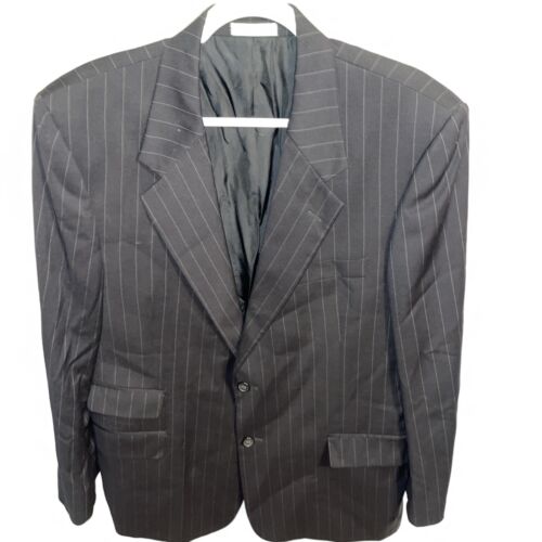 Yves Saint Laurent Dress Blazer Mens Size 44R Black Pinstripe 100% Worsted Wool