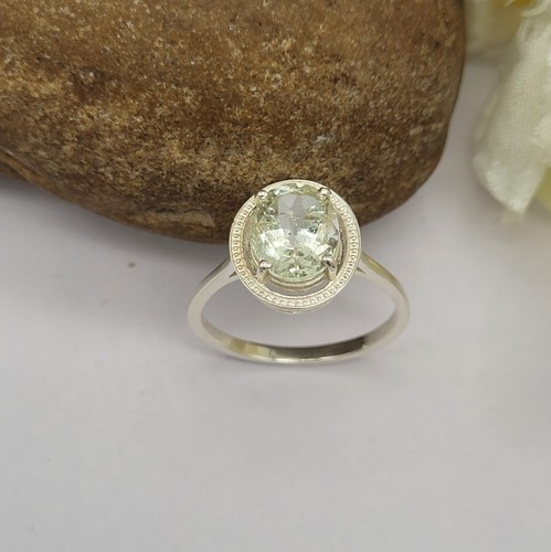 Anello di Fidanzamento Pietra Nascita Marzo Argento Sterling 925 Gemma Acquamarina Naturale - Foto 8 di 13