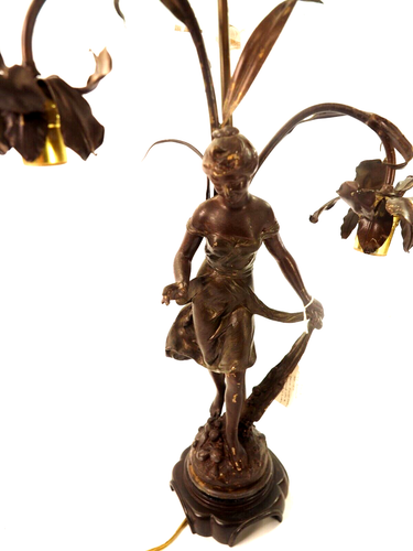 French Henry Kossowski 1815-1870 Bronze Figural Statue Transformed into a Lamp - Picture 3 of 12