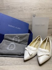 Sarah Flint Natalie Point Toe Flat - Size 37.5/7.5- White Calf