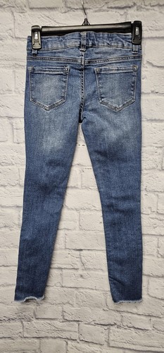 IMPERIAL STAR GIRLS 10 MED WASH RIPPED DISTRESSED ADJUSTABLE FRAYED SKINNY JEANS - Picture 7 of 15