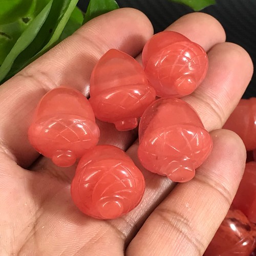 Gemas curativas Reiki cristal cuarzo bellota piedra de fusión roja sintética 5 piezas - Imagen 11 de 12
