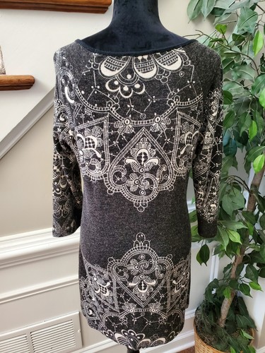 Aryeh Women Gray Acrylic Scoop Neck Long Sleeve Casual Knee Length Dress Size M - Picture 7 of 12