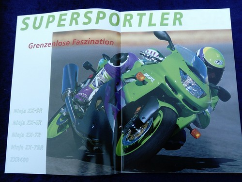 Kawasaki Ninja ZX-9 R, ZX- 7R, ZX-7RR, ZX-6R, ZXR 400 Prospekt 1999 12 Seiten - Picture 2 of 5