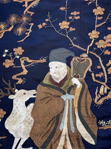 Framed Antique Japanese Embroidery Fukusa Panel - Picture 3 of 15