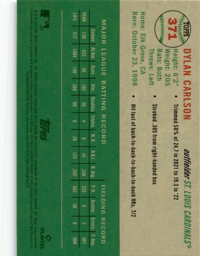 2023 Topps Chrome Platinum Anniversary #371 Dylan Carlson Free S&H!! - Picture 2 of 2