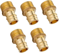 (Pack of 5)  Pex a 3/4"X 3/4" Male NPT Adapter Expansion Brass Fittings ONLY for