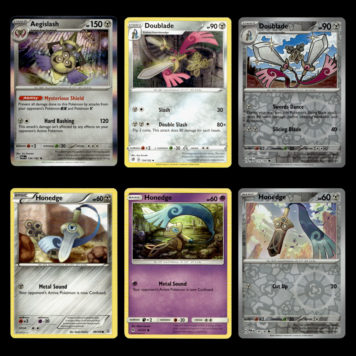 6x Aegislash Lot Doublade Honedge Pokemon Cards Collection