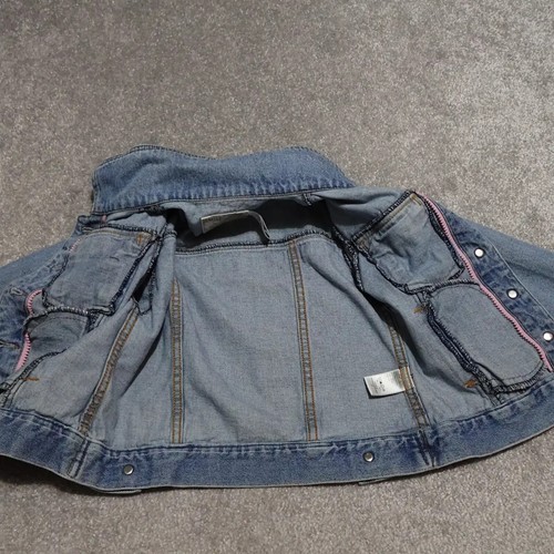 Levi's Denim Jacket Girl's Small Blue Washed Button Full Zip Long Sleeve Outdoor - Picture 8 of 12