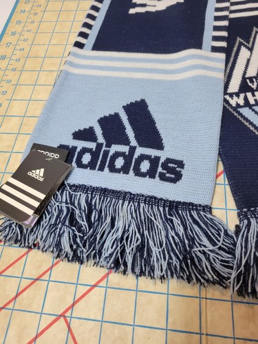 Sciarpa invernale Adidas Vancouver Whitecaps calcio maglia reversibile frange Canada nuova con etichette - Foto 3 di 14