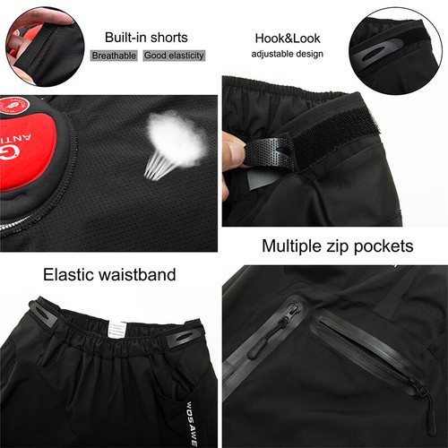 Pantalones cortos deportivos WOSAWE acolchados gel ajuste suelto bicicleta de montaña - Imagen 7 de 15