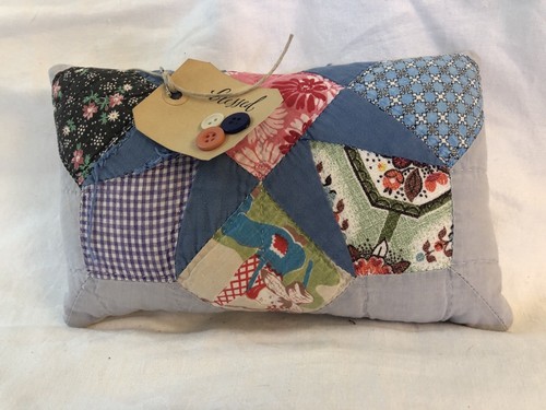 Pillow, Vintage Quilt, Handmade Farmhouse Patchwork star,6.5x10.5”,cottage Chic - Picture 1 of 6
