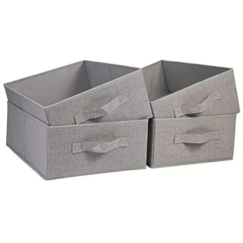 Stoff Aufbewahrungsboxen 4er Set rechteckige Aufbewahrungskörbe mit Griff faltbar C - Bild 1 von 7
