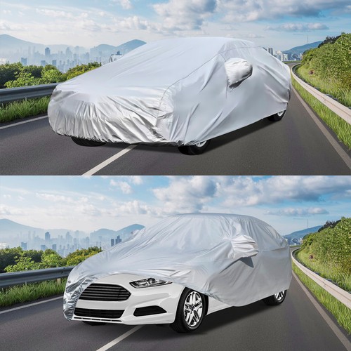 Large Waterproof Full Car Cover All Weather Dust UV Snow Protect Elasticized Hem - Foto 11 di 19