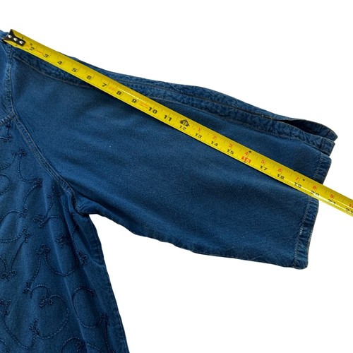 Catherines 4X Denim Blue Button Front V Neck Embroidered Tunic Top Plus Size - Picture 10 of 19