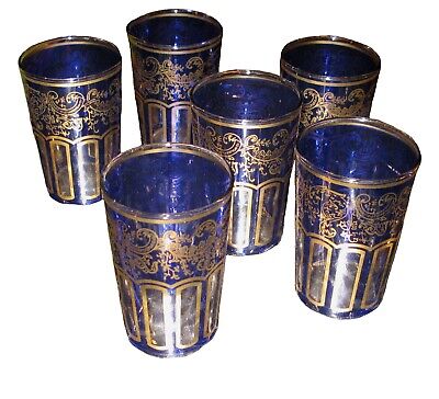 Moroccan Berber Gold Tea Glasses Set of 6