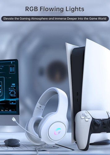 Versatile Light White Gaming Headset with 7.1 Surround Sound & Touch Control - Picture 5 of 11