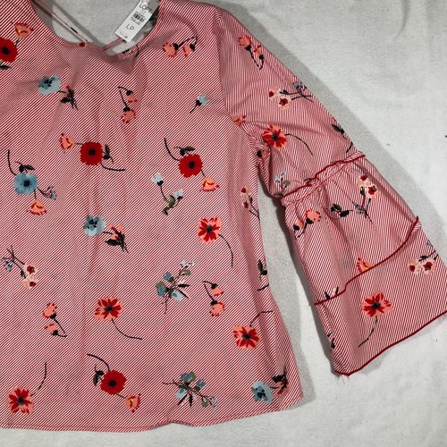 LOFT Outlet Top Damen LP Large zierlich gestreift Blumen Bluse Stufenärmel NEU $ 55 - Bild 3 von 12