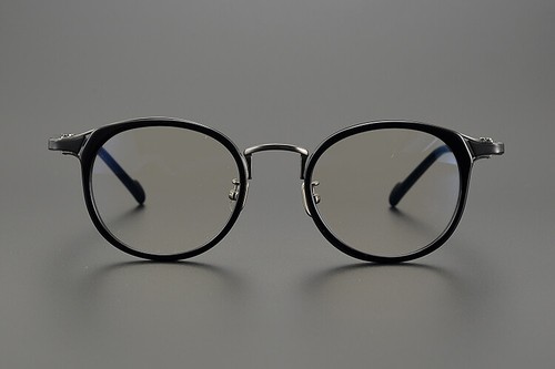 Gafas redondas para cabeza de cara grande para hombres marco de gafas de acetato ancho de titanio negro - Imagen 3 de 22