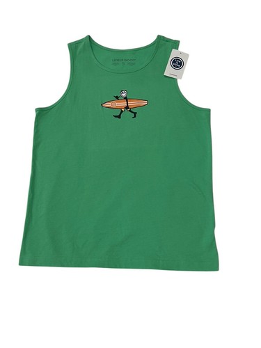 NWT Life Is Good Mens SMALL Tank Top Surfer Green Beach Surf Hang Loose 🤙 - Picture 2 of 8