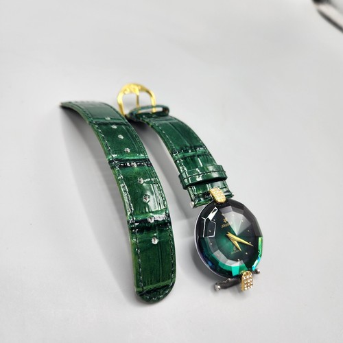 Jowissa Facet Strass Swiss Ladies Watch Green Unworn Leather Band 3 ATM - Picture 4 of 13