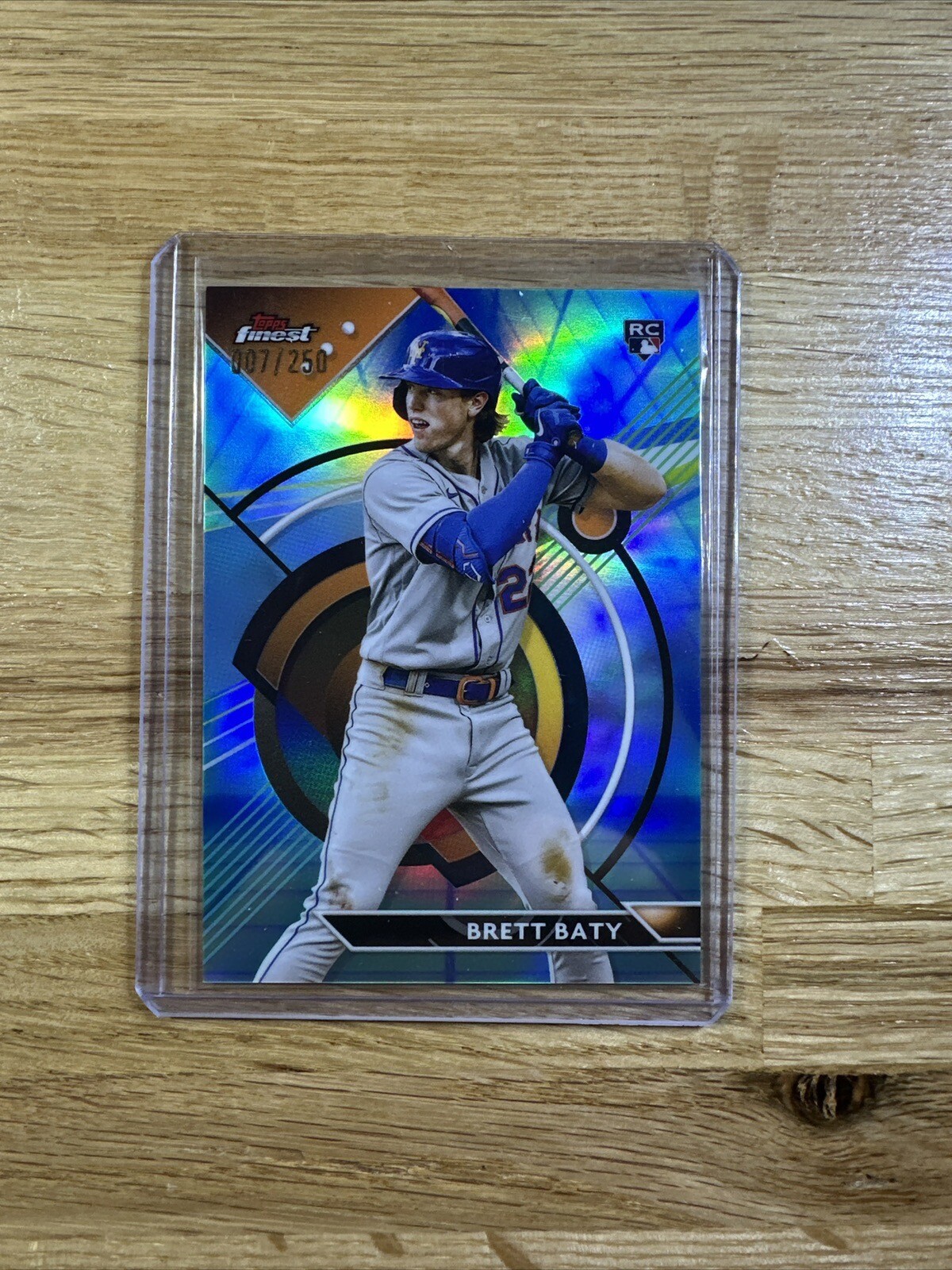 Brett Baty 2023 Topps Finest Blue Aqua Vapor Refractor RC 129/250 #40 NY Mets